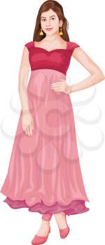 Vector illustration of beautiful woman with hand on hip.
