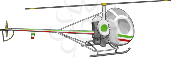 Grey helicopter with green and red stripes vector illustration on white background