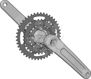 Grey bike chain rings with pedal crank arms vector illustration on white background