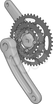 Grey bike chain rings with pedal crank arms vector illustration on white background