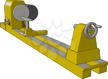 Yellow industrial lathe vector illustration on white background