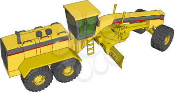 Yellow industrial grader vector illustration on white background