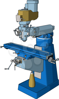 Blue drill press vector illustration on white background