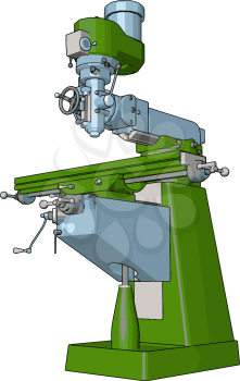 Green drill press vector illustration on white background