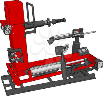 Vector illustration of  a red bore lathe white background