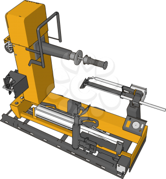 Vector illustration of  an yellow bore lathe white background