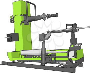 Vector illustration of  a green bore lathe white background