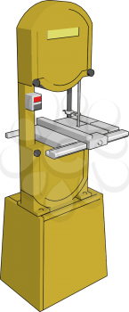 3D vector illustration on white background of an yellow  metal cutting saw