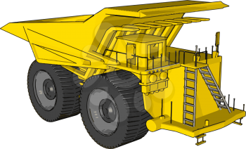 Vector illustration of an yellow dumper truck white background
