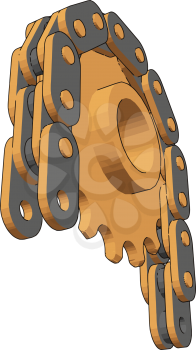 3D vector illustration of  a free wheel and chain white background
