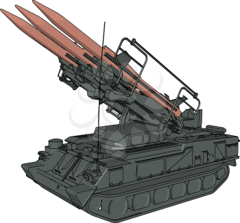 3D vector illustration on white background of a military missile tank