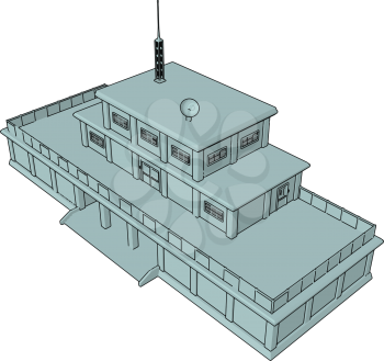 3D vector illustration on white background  of a military barracks