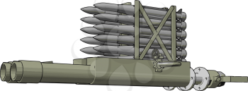 3D vector illustration on white background of a military missile laucher