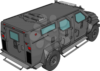 3D vector illustration on white background of  armed military vehicle
