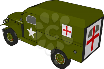 3D vector illustration of a military medicle vehicle on a white background