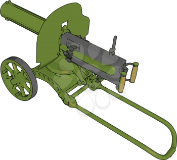 3D vector illustration on white background  of a green  military cannon