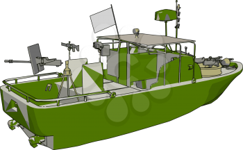 3D vector illustration on white background  of a military coast guard boat