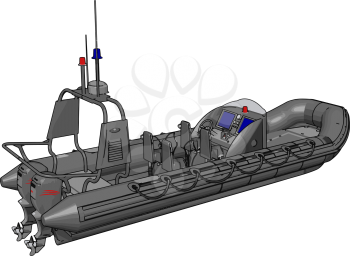 3D vector illustration on white background  of a military inflatable boat