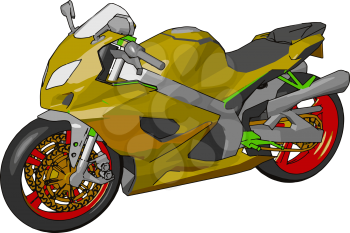 3D vector illustration on white background of a colorful  motorcycle
