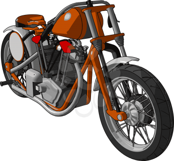 Orange and grey vintage motorcycle vector illustration on white background