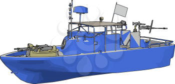 3D illustration of a blue army ship vector illustration on white background