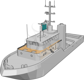 Simple vetor illustration of a white navy battle ship white background