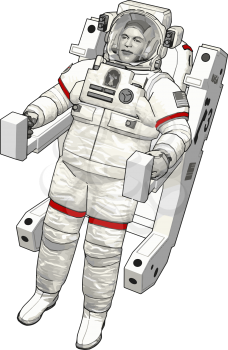Astronaut out in space vector illustration on white background