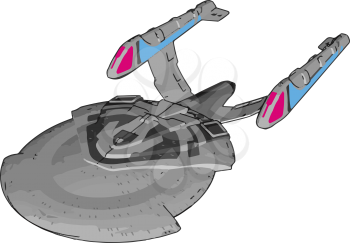 Fantasy Imperial spaceship vector illustration on white background