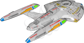 Fantasy battle cruiser vector illustration on white background