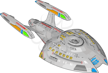 Fantasy battle cruiser vector illustration on white background