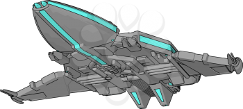 Blue and grey spacecraft vector illustration on white background