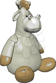 Stuffed toy hippo vector illustration on white background