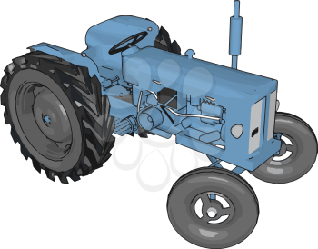 Blue tractor vector illustration on white background