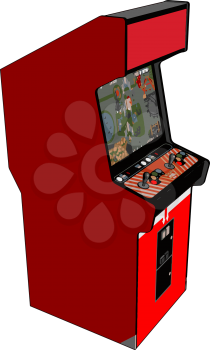 Vintage red video game vector illustration on white background