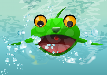 Frog Thing, Alien Water Creature, Monster, Green, vector illustration