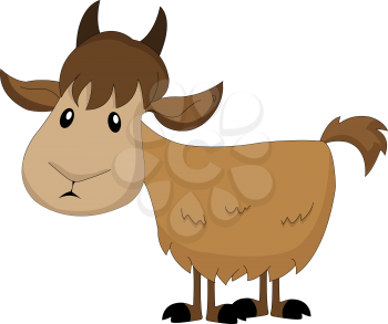 Cute brown goat, vector illustration