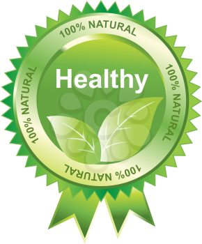 Healthy seal of 100% natural, vector illustration