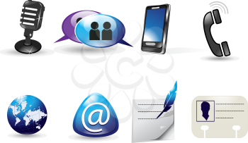Web icons with communication theme, vector illustration