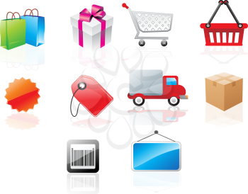 Website icons with shopping theme, vector illustration