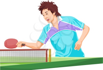 Vector illustration of teenager playing table tennis.