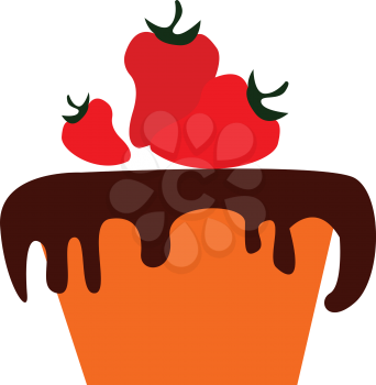 Chocolate cake with strawberries vector illustration 