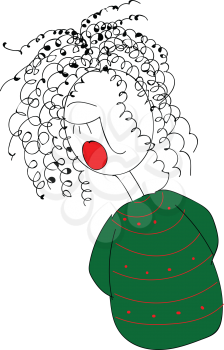 The girl in the green sweater vector illustration 