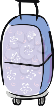 Suitcase with floral print vector illustration 