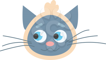 Blue cat with scarf headband illustration vector on white background