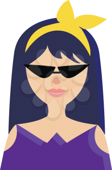 Stylish girl with sunglasses and yellow scarf vector illustration 