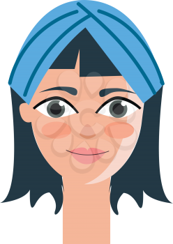 Beautiful girl with blue headband vector illustration 