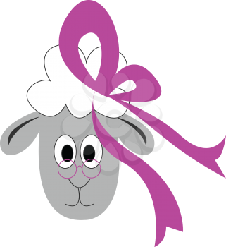 Girl lamb with purple eyegalsses and headband illustration vector on white background