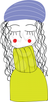 Girl wearing yellow sweater vector illustration 