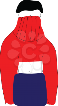 Girl in a red knitwear vector illustration 
