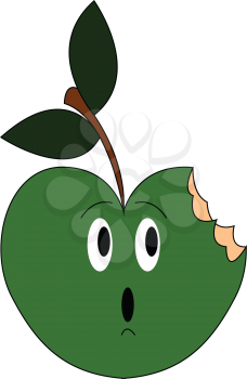 Bitten green apple vector illustration 